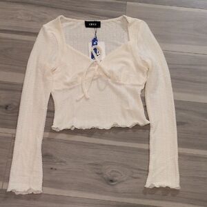 Women's Cream Long Sleeve Crop Top